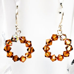 Crystal Christmas Wreath Earrings Topaz Crystal